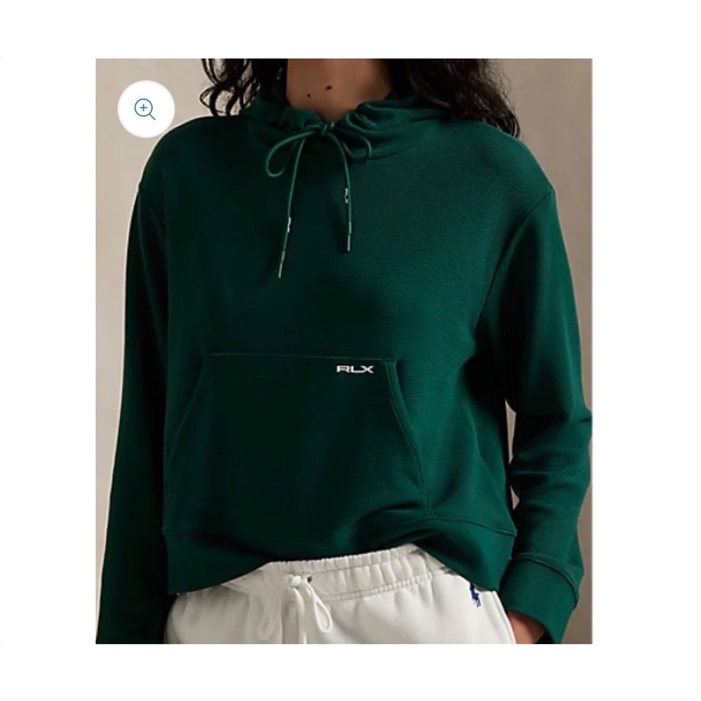 RLX Ralph Lauren M Green Waffle Knit Golf Hoodie Pullover $138 athleisure preppy